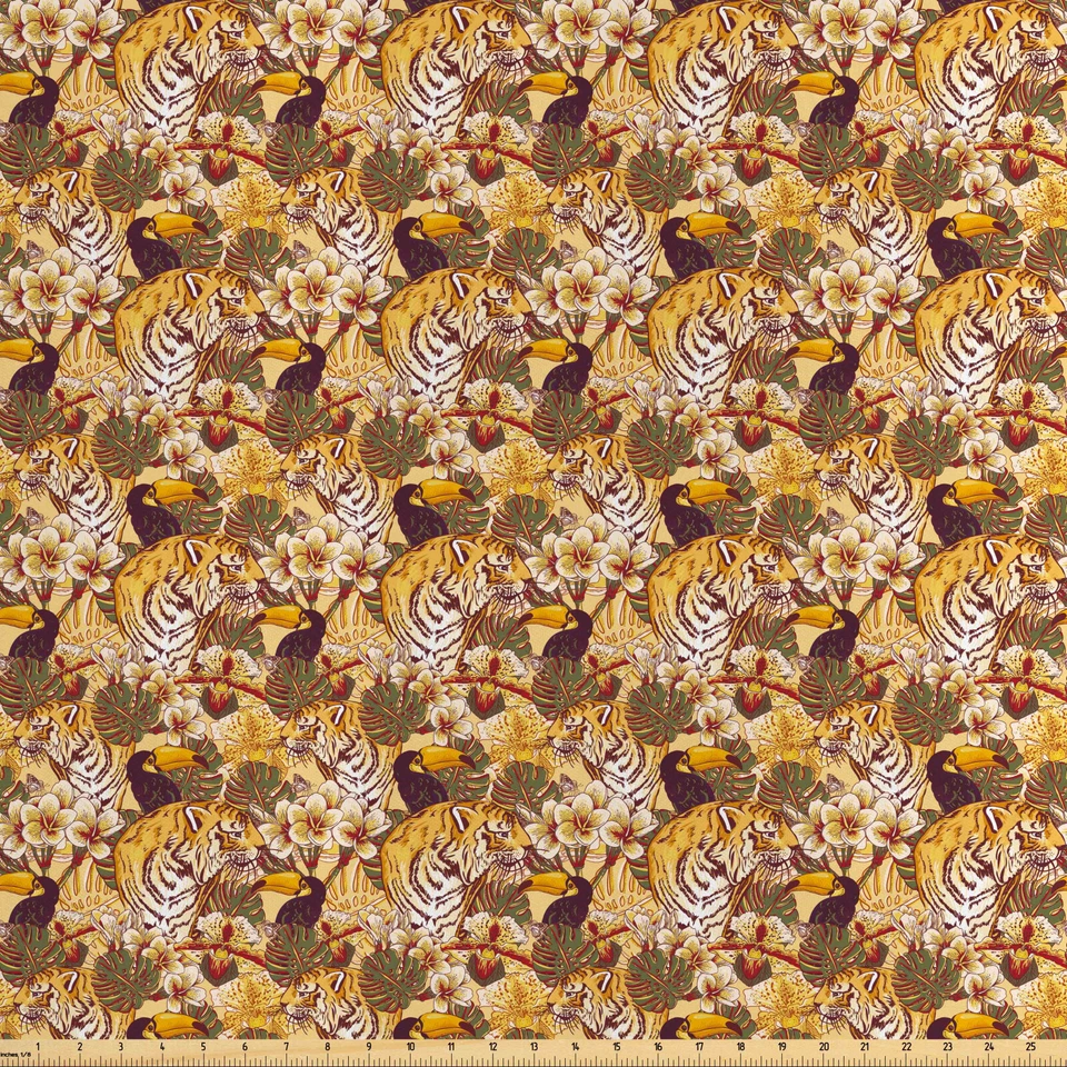Tiger Satin Stoff als Meterware Tropical Bengal Toucan - Bild 1 von 1