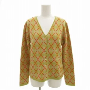 Givenchy Argyle pattern cardigan knit wool light green orange Used 4ebaeb62dd087 - Picture 1 of 9