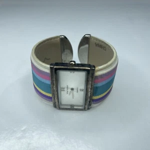 E Vernier Japan Silver Rainbow Stripped Pastel Cuff Stainless Untested - Picture 1 of 7