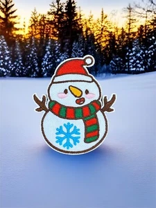 Snowman Christmas Iron On Patch 2.2" x 2.8" FREE SHIPPING - Picture 1 of 2
