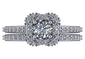 2.02 CT I VS2 ROUND DIAMOND ENGAGEMENT WEDDING RING SET 18K WHITE GOLD SIZE 6 - Picture 1 of 3