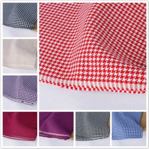 Houndstooth Linen Cotton Fabric 150cm Wide Furniture Decor Craft By Meter Sewing - Picture 1 of 21