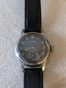 Vintage 1940s Longines Military Style Watch. Black Two-tone Dial, Cal 12.68z. - Picture 1 of 9