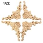 1PC Unpainted Wood Carved Decal Corner Onlay Applique Furniture Craft Decorative