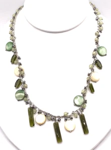 Lia Sophia Sea Grass Green/Yellow Freshwater, Mother of Pearl, Crystals Necklace - Picture 1 of 3