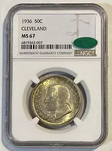 1936 P Cleveland / Great Lakes NGC MS-67 CAC CLEVELAND Rainbow Toning - Picture 1 of 4