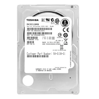 Hard Drive Toshiba 300GB MK3001GRRB 32 MB Cache 15,000RPM SAS II 2.5" Inch - Image 1 of 4