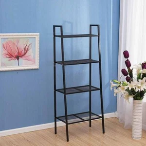 4 Tier Leaning Ladder Shelf Bookcase Bookshelf Storage Shelves Unit Organizer - Picture 1 of 10