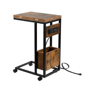 C Table End Table With Charging Station Folding C Table Rolling Tray Table Tv Tr - Picture 1 of 9