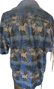 Vintage Roper Button Up Shirt w All Over Print Of Horses And Palm Trees Size XL - Picture 1 of 5