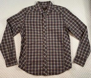 Prana Herren Western Style LS geknöpftes Freizeithemd hellbraun blau kariert Small - Bild 1 von 6