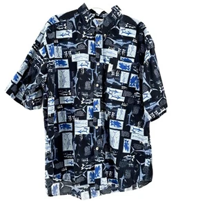 90s Columbia Fishing Shirt Mens Size XL Blue All Over Print Outdoors Camp Hiking - Picture 1 of 8