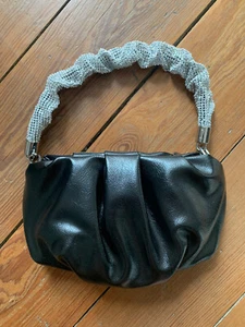 Neu ASOS Design Geraffte Tasche Mini Schwarz Strass Party - Bild 1 von 8