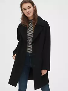 Abrigo Gap Gran Tamaño Mezcla de Lana Cocoon Para Mujer Talla S Alto Negro Trinchera Nuevo con Etiquetas $198 - Imagen 1 de 19