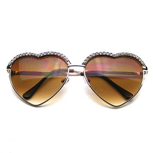 Cute Chic Heart Shape Glam Rhinestone Heart Sunglasses - Picture 1 of 3