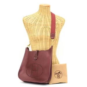 HERMES Evelyne PM 1 Box Calf Leather Shoulder Bag 2000 Rouge H (Red) - Picture 1 of 12