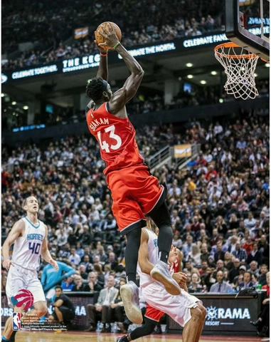 Pascal Siakam Toronto Raptors Unsigned Dunk vs. Charlotte Hornets 11x14 Photo Cover