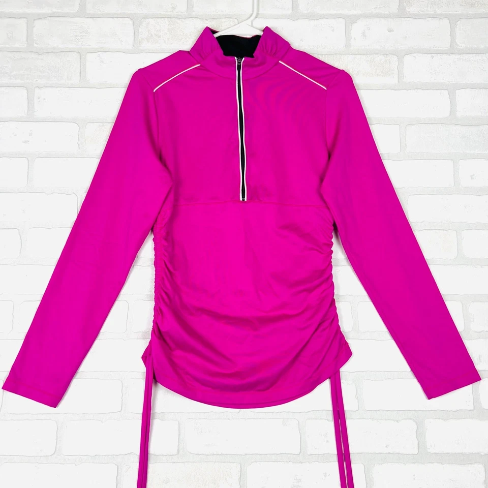 Boston Proper Women's Magenta Ruched Quarter Zip Long Sleeve Athletic Pullover M - Image 1 of 4