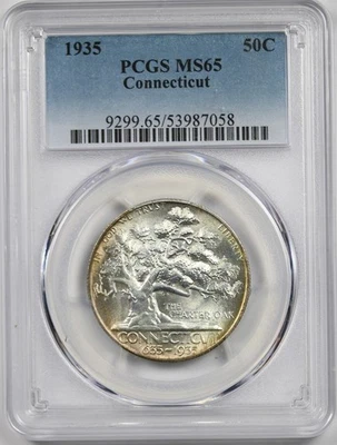 1935 Connecticut 50C PCGS MS 65 Early Commemorative Half Dollar - Image 1 of 4