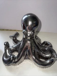 Nuova statuina argento polpo spiaggia mare mare oceano creatura decorazione alta 7" - Foto 1 di 4