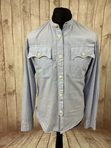 PAUL SMITH Mens Grandad Collar Long Sleeve Shirt Medium Light Blue Sawtooth 1912 - Picture 1 of 24