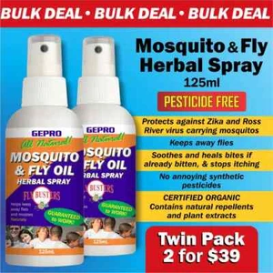 Mosquito And Fly Organic - Herbal Spray Personal Repellent, Made In Australia - Picture 1 of 1