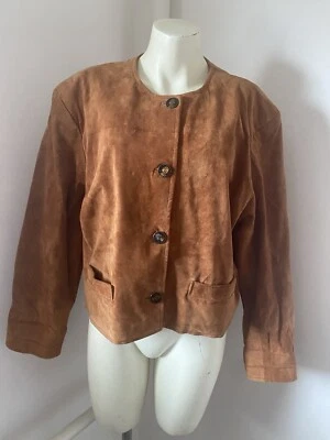 Chaqueta de cuero vintage marrón tradicional talla L Foto 1 de 4