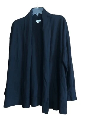 Cárdigan halógeno para mezcla de cachemir Encore frente abierto negro talla 1X Foto 1 de 4