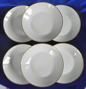 6 Rosenthal "Bettina" Large Coupe Soup Bowls #3271, White + Gold Rim, 8 3/4" - Picture 1 of 7