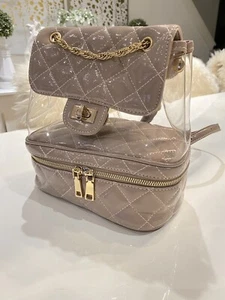 Urban Expression Janet Quilted Backpack Clear Nude Beige - Picture 1 of 20