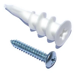 Economy Drywall Anchors, 100 screws + 100 anchors, 100% recycled plastic - Picture 1 of 6