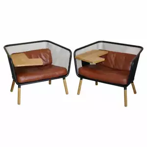 PAIR OF LARGE DESIGNER RRP €8,800 THOMAS BERNSTRAND HONKEN BLA STATION ARMCHAIRS - Picture 1 of 12