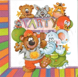 4 x Single Paper Napkin Party Funny Animals  Decoupage Crafting Table 45 - Picture 1 of 2