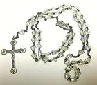 Gorgeous Afco Vintage Sterling & Teardrop Crystal Rosary W/ Rose Guilloche Cross