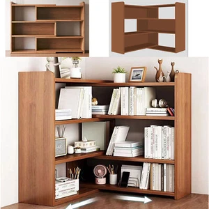 3 Tiers Bookcase Bookshelf Storage Stand Book Rack Fit for Corner Small Space - Picture 1 of 9