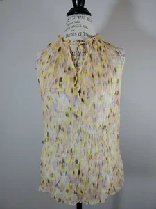 Lucky Brand Silk Pleated Swing Tank Size Small Yellow - Picture 1 of 7