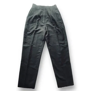 VIntage Ann May Black 100% Silk Straight-leg Trousers Women's Size 8 Office - Picture 1 of 9