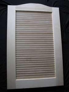 CAFE DOOR PINE LOUVERED 24"Wx46"T *SINGLE* DOOR, mock contour top edge w hinges - Picture 1 of 9