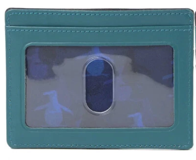 Estuche para tarjetas de cuero original Penguin de dos tonos negro/azul billetera para hombre nuevo con etiquetas  Foto 1 de 4