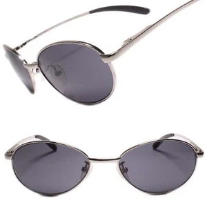 Men's Genuine Vintage 70s 80s Deadstock Sporty Wrap Oval Sunglasses Silver Frame - Picture 1 of 4