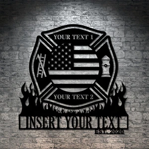 Letrero de metal personalizado de bombero de EE. UU. regalo. Colgante de decoración de pared American Fireman - Imagen 1 de 6
