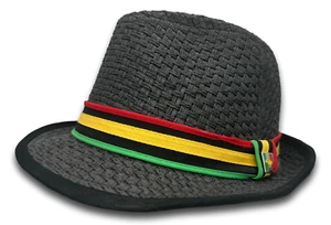 Sombrero de Playa Peter Grimm Paja Ala Corta Fedora Panamá Trilby Banda Color Rasta - Imagen 1 de 10