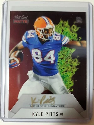 KYLE PITTS  2021 WILD CARD Black Matte Red Hot Rookie Autograph Green #10/25   - Image 1 of 2