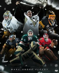 Foto de hockey Marc-Andre Fleury collage jubilación pingüinos salvajes 8x10 NHL - Imagen 1 de 1