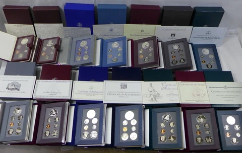 14 PRESTIGE PROOF SETS 1983 to 1997, OGP & COA - NICE SETS! Complete Collection! Cover