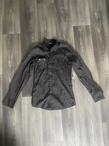 Lee Shirt Men's Medium Black Two-Pocket Smart Casual Long Sleeve Collared - Picture 1 of 17