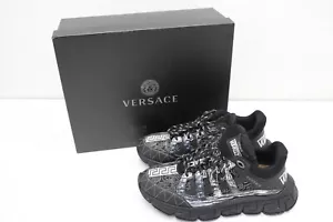 Versace Trigreca Low-Top Black Sneakers Men's Size EU 43/US 10 - Picture 1 of 10