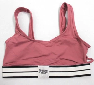 Victoria's Secret PINK Lace-Up Side Bralette Size S Mauve White Logo Band NEW - Picture 1 of 3