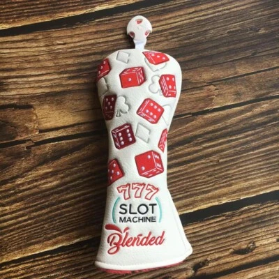 AVOCADOSHARK White Premium w/ Red Dice Golf Driver Cover Fairway Wood Cover Hybrid Head cover