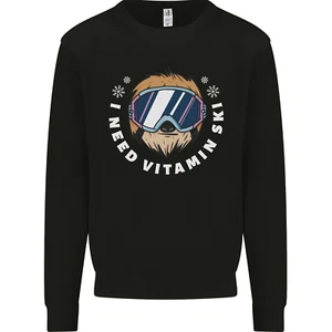 Vitamin Ski Funny Skiing Sloth Winter Sport Mens Sweatshirt Jumper - Picture 1 of 27
